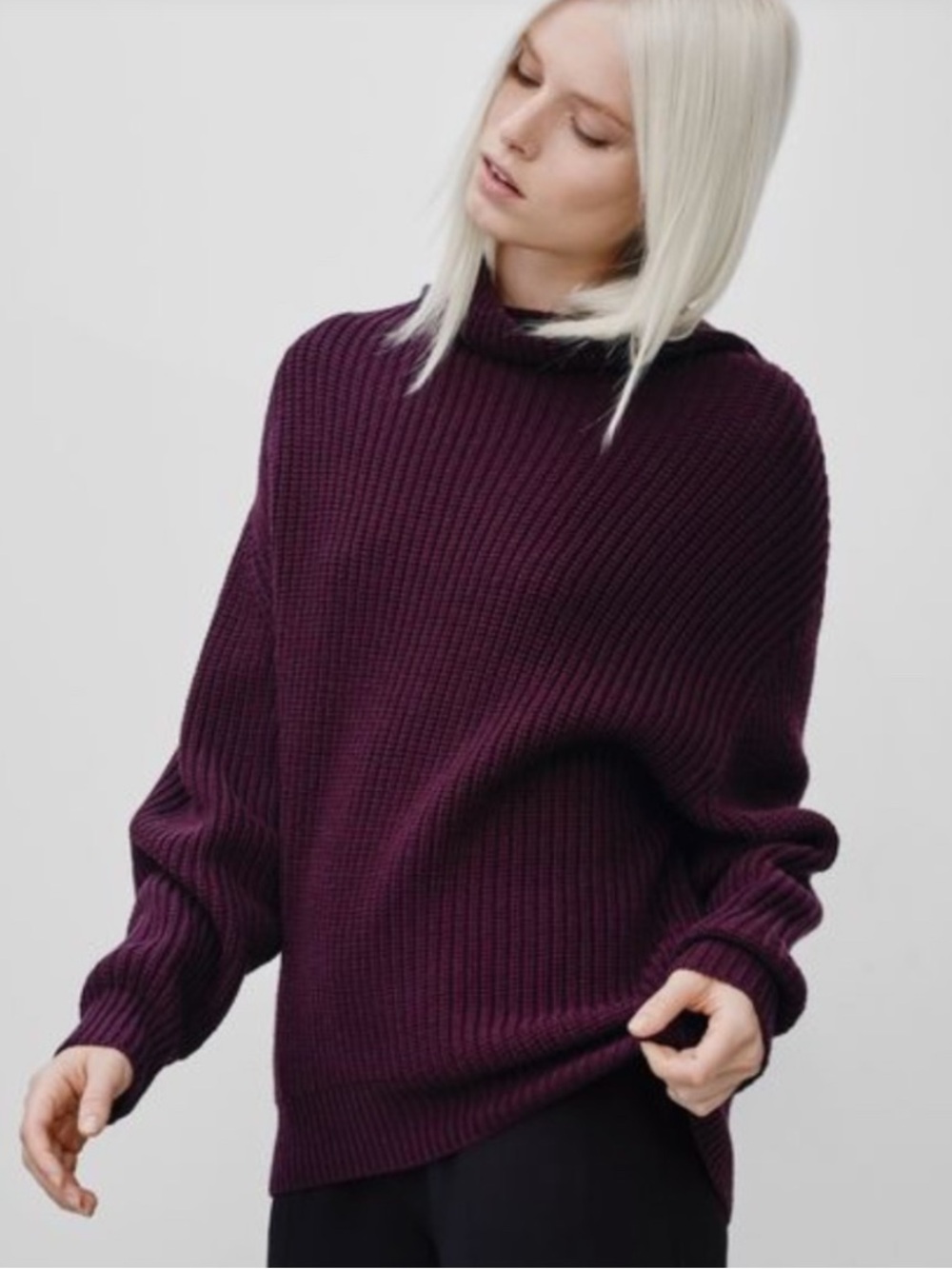 Wilfred Aritzia Montpellier Maroon Merino Wool Sweater Size Large - Picture 10 of 10
